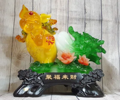 Vua heo vàng cam ngọc ôm bắp cải xanh nhỏ - Tài Phước Lâm Môn LN009