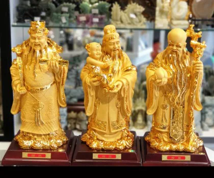 Tam đa phước lộc thọ vàng kim sa lớn - Thọ Tinh LN110-3